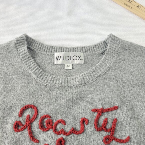 NWOT Wildfox Gray Crew Neck knit sweater Roasty & Toasty size M - Picture 7 of 9